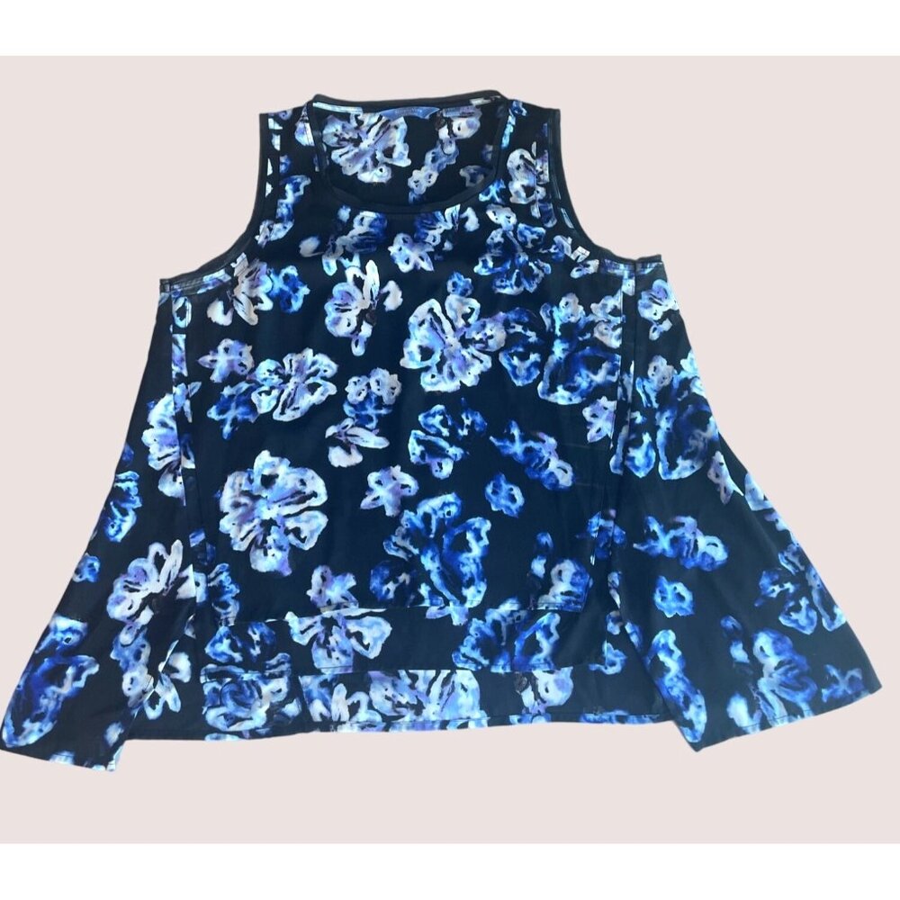 Simply Vera Wang Women's Blue Floral Sleeveless Top PXL